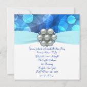 ターコイズブルーのスイート16誕生日パーティー 招待状 (裏面)