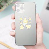 ターコイズブルーのステッカーに納屋で夢を見るニワトリたち シール (スマートフォン)