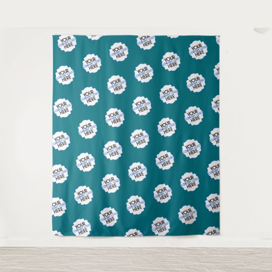 ターコイズブルーのステップアンドリピート背景 バナーに貴社のロゴを タペストリー (正面)