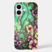 ターコイズブルーのステンドグラスの花 Case-Mate iPhoneケース (裏面)