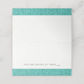 ターコイズブルーのスパークルグリッターの名札 プレイスカード (外部開封)
