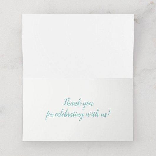 ターコイズブルーのスパークルグリッターの名札 プレイスカード (内部開封)