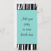 ターコイズブルーのゼブラパーティー招待状テンプレート 招待状 (裏面)