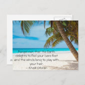 ターコイズブルーのトロピカルビーチ -  inspirational quote付き ポストカード (正面/裏面)