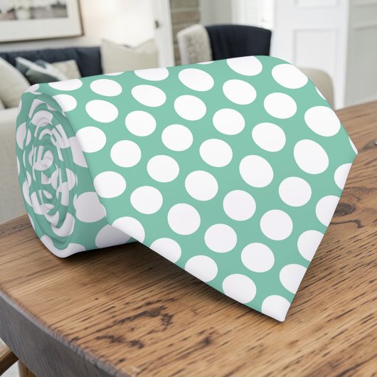 ターコイズブルーのドットカスタム ネクタイ