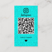 ターコイズブルーのハウスキーピングサービス向けInstagram QRコード 名刺 (裏面)