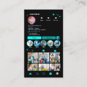 ターコイズブルーのハウスキーピングサービス向けInstagram QRコード 名刺 (正面)