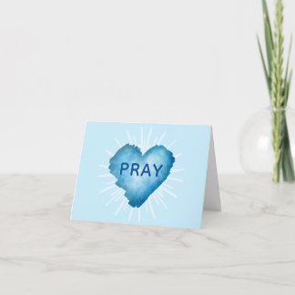 ターコイズブルーのハートとPRAY サンキューカード