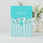 ターコイズブルーのバト・ミツバのRSVP 出欠カード (スタンド正面)