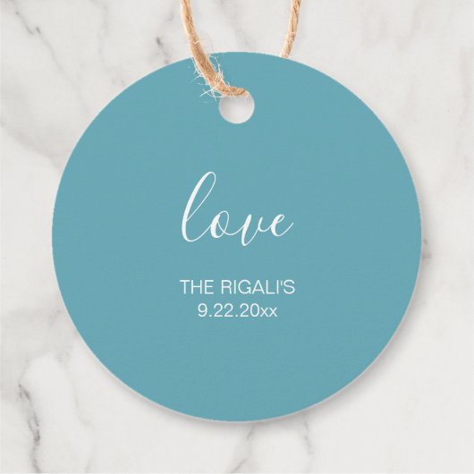 ターコイズブルーのビーチウェディングフェルトタグ フェイバータグ (裏面)