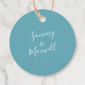 ターコイズブルーのビーチウェディング フェイバータグ (正面)