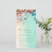 ターコイズブルーのビーチサンドロック ウォータカラー ウェディング サンキューカード (スタンド正面)