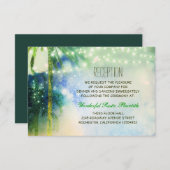 ターコイズブルーのビーチパームズの結婚式の受付カード エンクロージャーカード (正面/裏面)