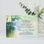 ターコイズブルーのビーチパームズの結婚式の受付カード エンクロージャーカード (スタンド正面)