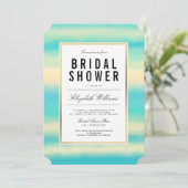 ターコイズブルーのビーチ ゴールド ブライダルシャワー 招待状 (スタンド正面)