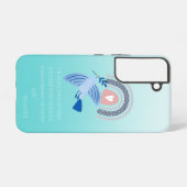 ターコイズブルーのフォークアート鳩のボヘミアン虹 SAMSUNG GALAXYケース (裏面横)