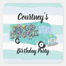 ターコイズブルーのフードトラック誕生日パーティーカスタム