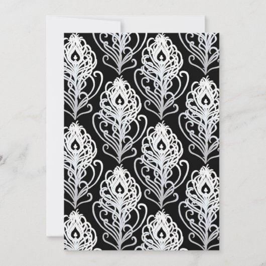 ターコイズブルーのペコの羽根を使ったウェディング招待状 招待状 (正面)