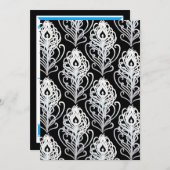 ターコイズブルーのペコの羽根を使ったウェディング招待状 招待状 (正面/裏面)