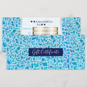 ターコイズブルーのモザイクガラス タイル ギフト券 (正面/裏面)