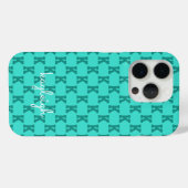 ターコイズブルーのモダンなモノグラムネームの単色 | ティール Case-Mate iPhoneケース (裏面 (横))