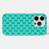 ターコイズブルーのモダンなモノグラムネームの単色 | ティール Case-Mate iPhoneケース (裏面 (横))