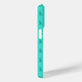 ターコイズブルーのモダンなモノグラムネームの単色 | ティール Case-Mate iPhoneケース (裏面 / 右)
