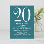 ターコイズブルーのモダンな結婚記念日招待状 招待状 (スタンド正面)