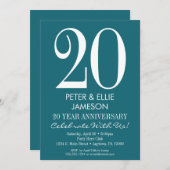 ターコイズブルーのモダンな結婚記念日招待状 招待状 (正面/裏面)