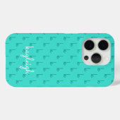 ターコイズブルーのモダンモノグラムネーム 単色 | ティール Case-Mate iPhoneケース (裏面 (横))