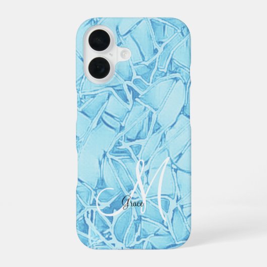 ターコイズブルーのモノグラム iPhone 16ケース (裏面)