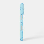 ターコイズブルーのモノグラム iPhone 16ケース (右側面)