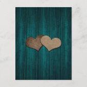 ターコイズブルーのラスティックカントリーウッドストリングライト ウェディング エンクロージャーカード (裏面)