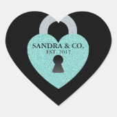 ターコイズブルーのラブハート セレブレート シャワー ティアラ パーティー ハートシール (正面)