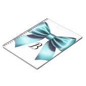 ターコイズブルーのリボン エレガントな結婚前お披露目パーティー ウェディング ノートブック (左側)