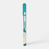 ターコイズブルーのレトロな山々 iPhone 16ケース (左側面)