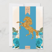 ターコイズブルーのローズがおしゃれなチャロ風のキンセアニエラ 招待状 (裏面)