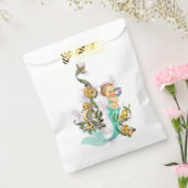 ターコイズブルーの人魚ベイビーシャワーのお祝い袋 フェイバーバッグ (封をした状態)