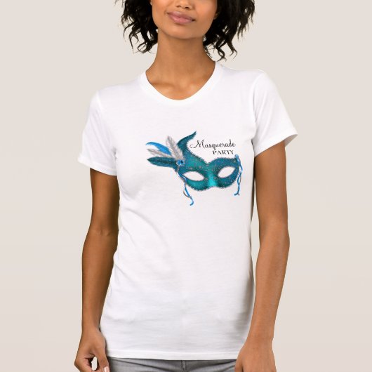 ターコイズブルーの仮面舞踏会パーティTシャツ Tシャツ (正面)