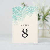 ターコイズブルーの光のシャワー テーブルナンバーカード 招待状 (スタンド正面)