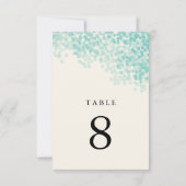 ターコイズブルーの光のシャワー テーブルナンバーカード 招待状 (裏面)