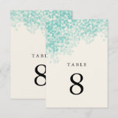 ターコイズブルーの光のシャワー テーブルナンバーカード 招待状 (正面/裏面)