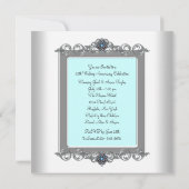 ターコイズブルーの写真 銀 25周年パーティー 招待状 (裏面)