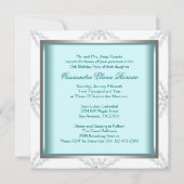 ターコイズブルーの冬のワンダーランドのキンチェアラ 招待状 (裏面)