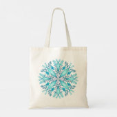 ターコイズブルーの冬の雪の花 トートバッグ (裏面)