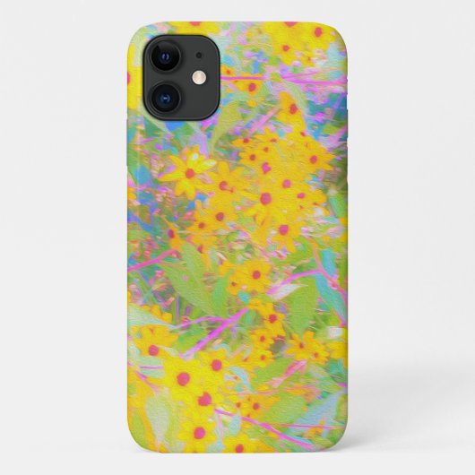 ターコイズブルーの可愛い黄色と赤の花 Case-Mate iPhoneケース (裏面)