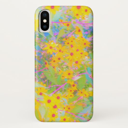 ターコイズブルーの可愛い黄色と赤の花 Case-Mate iPhoneケース (裏面)
