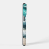 ターコイズブルーの大波 iPhone 15ケース (右側面)