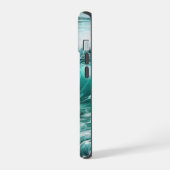 ターコイズブルーの大波 iPhone 15ケース (左側面)