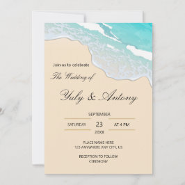 ターコイズブルーの大海原の波 デスティネーション・ウェディング 招待状
